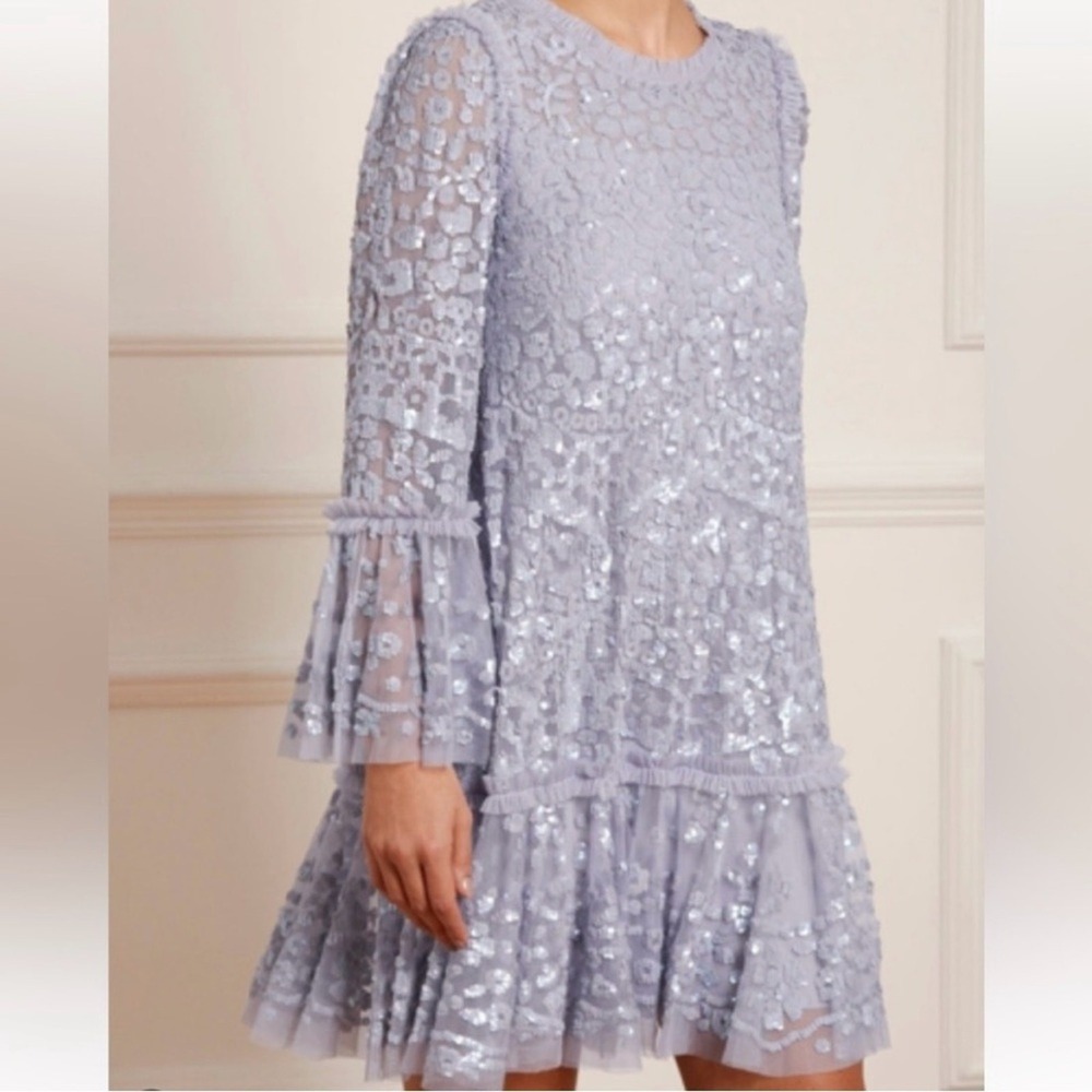Needle & Thread Lavender Sequin Mini Dress